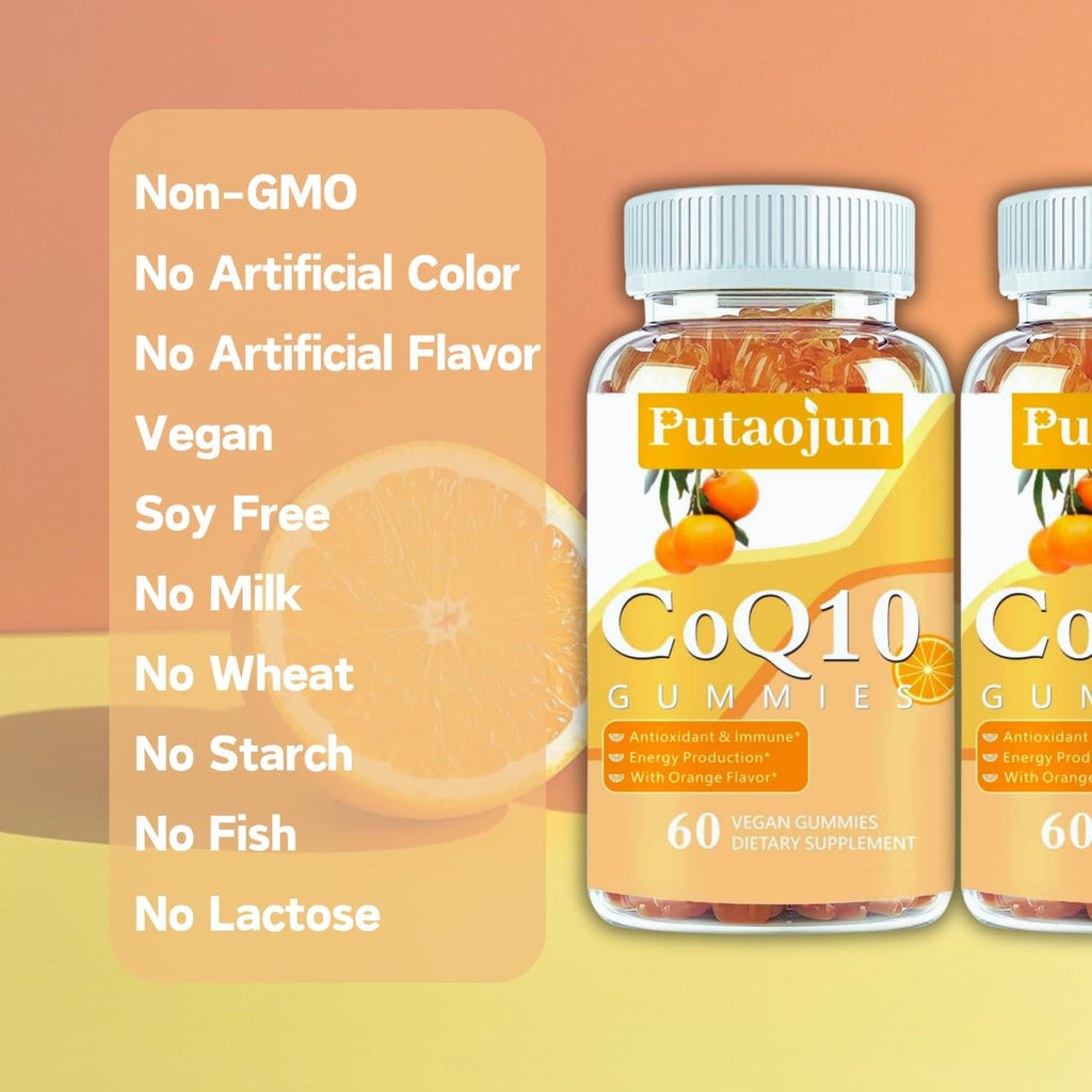 coq10 Gummies | coq10 Gummies for Adults | Orange Flavor | Sugar Free Coenzyme Q10 Vitamins Muscle & Bone Energy | Ultra High Absorption, Cellular Energy, Antioxidant (60 Count (Pack of 1))