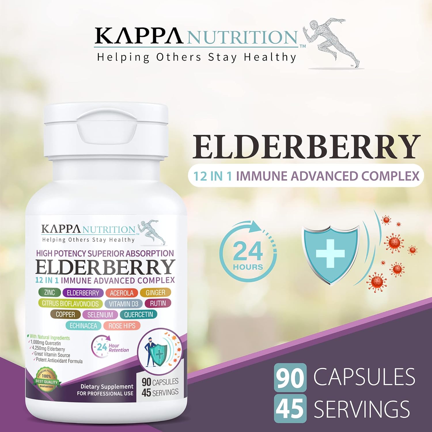KAPPA NUTRITION Elderberry / 12 in 1 Advanced Complex (90 Capsules).