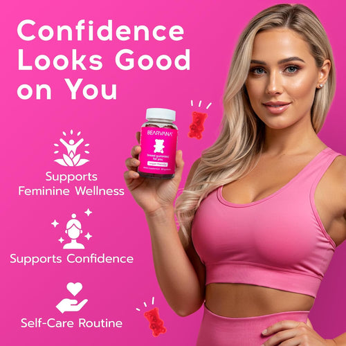 BEARVANA Top Support Gummies for Women | Support Natural Balance and Confidence | Fitness Supplement | Essential Vitamins | 9 Herbs Including Fenugreek, Flaxseed, Dong Quai| Berry Flavor | 60 Gummies