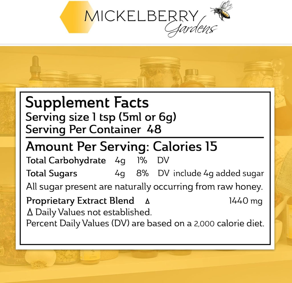 Mickelberry Gardens Relaxation Honey Tonic – Natural Tension Relief & Sleep Support with Chamomile, Lavender & Organic Herbs – 8 Oz