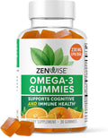 Zenwise Health Omega 3 Gummy Supplement - Burpless Omega 3 Supplement with DHA & EPA Fatty Acids for Immune Health - Sustainably Sourced Fish Oil, Flaxseed Oil & Vitamin E - 30 Gummies