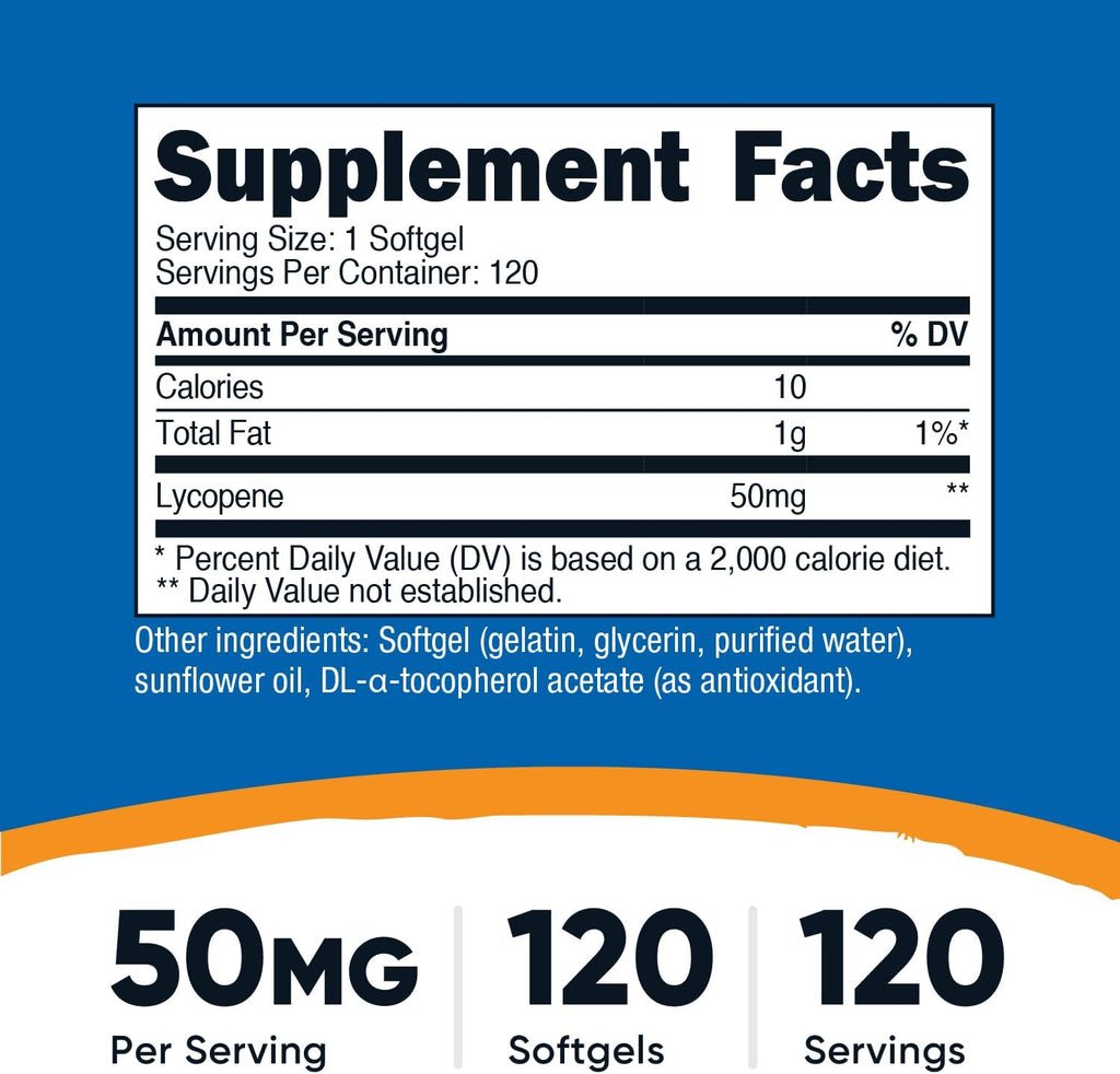 Nutricost Lycopene 50mg Softgels (120 Softgels)