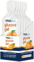 TRUEplus Glucose Gel Pouch, Orange Flavor, 15g Fast-Acting Carbohydrates, Fat Free, Gluten Free, Quick Support for Low Blood Sugar and Energy, 6 Pack