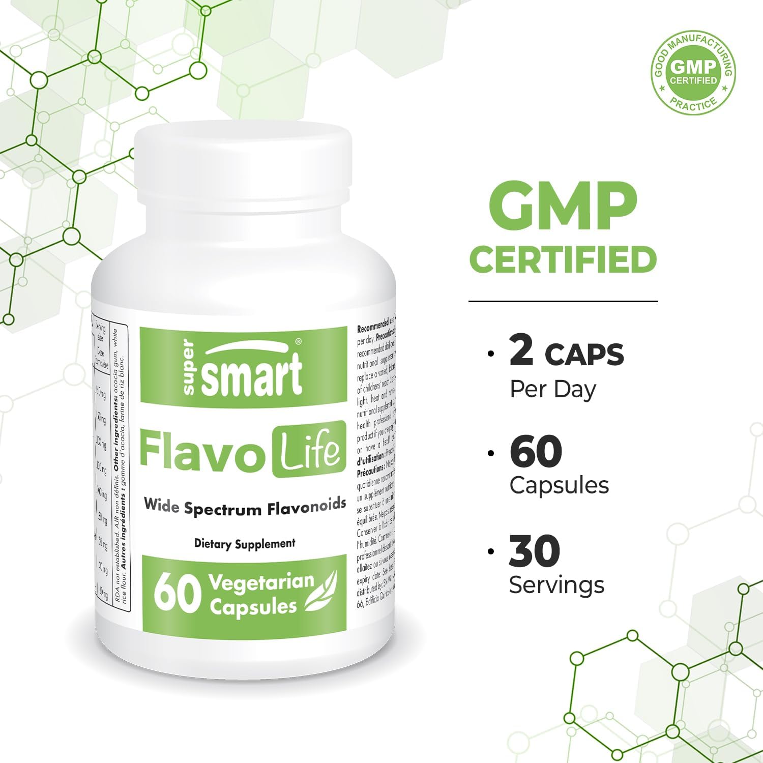 Supersmart FlavoLife (Flavonoid Complex Supplement) - with Luteolin, Myricetin, Fisetin, Rutin, Quercetin, EGCG, Apigenin, Hesperidin | Non-GMO & Gluten Free - 60 Vegetarian Capsules
