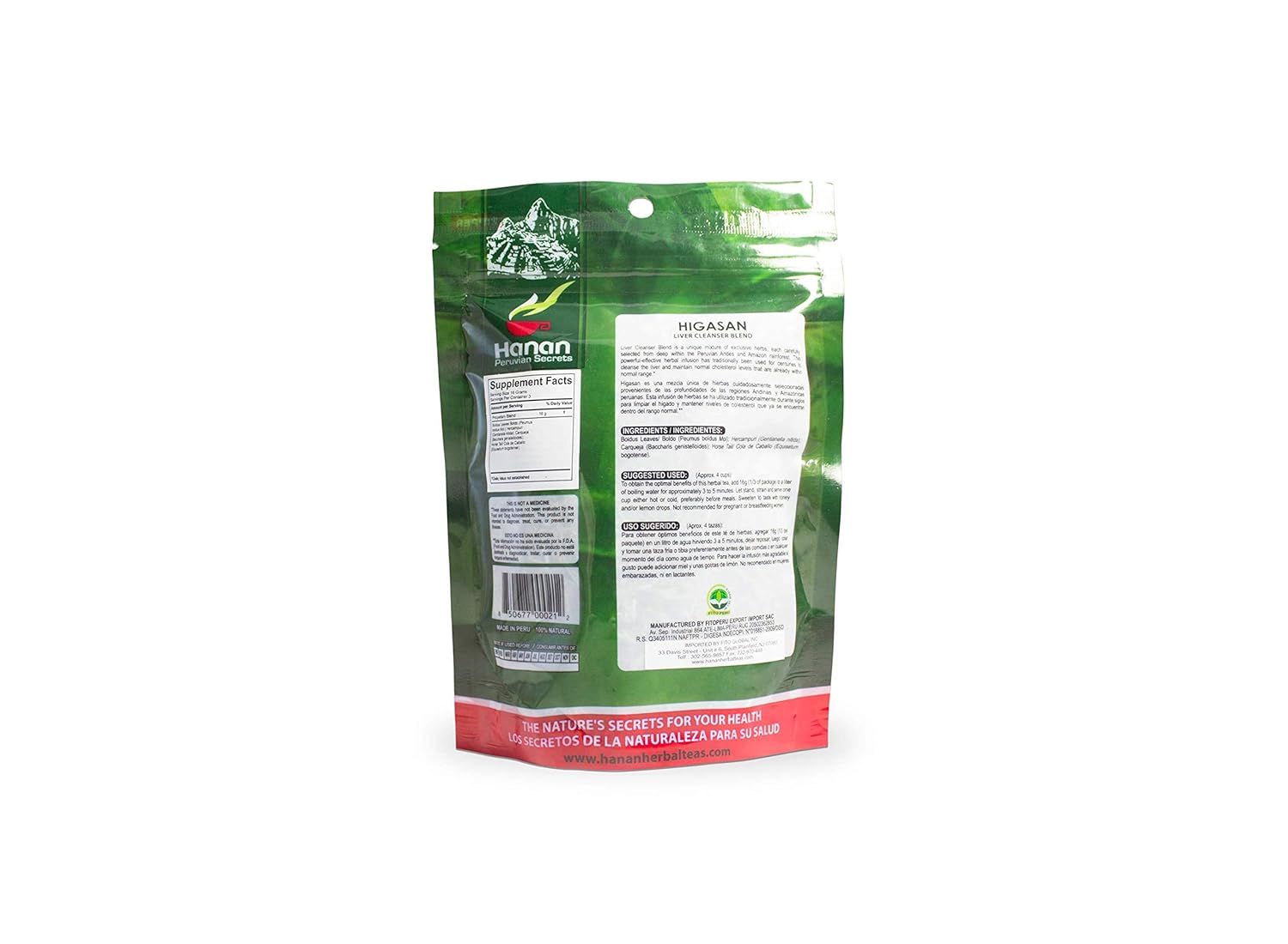 Hanan Peruvian Secrets Higasan Herbal Tea | 100% Natural Liver Cleanser | 1.76oz / 50g | Naturally Aids in Cleansing the Liver and Maintaining Healthy Cholesterol Levels (Pack of 2)