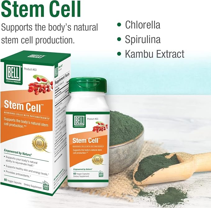 Bell Stem Cell Supplements - Supports Your Body's Natural Ability to Replace Worn Out Cells and Rejuvenate Tissue | Celulas Madres, Pack of 2 | 60 Capsules Each