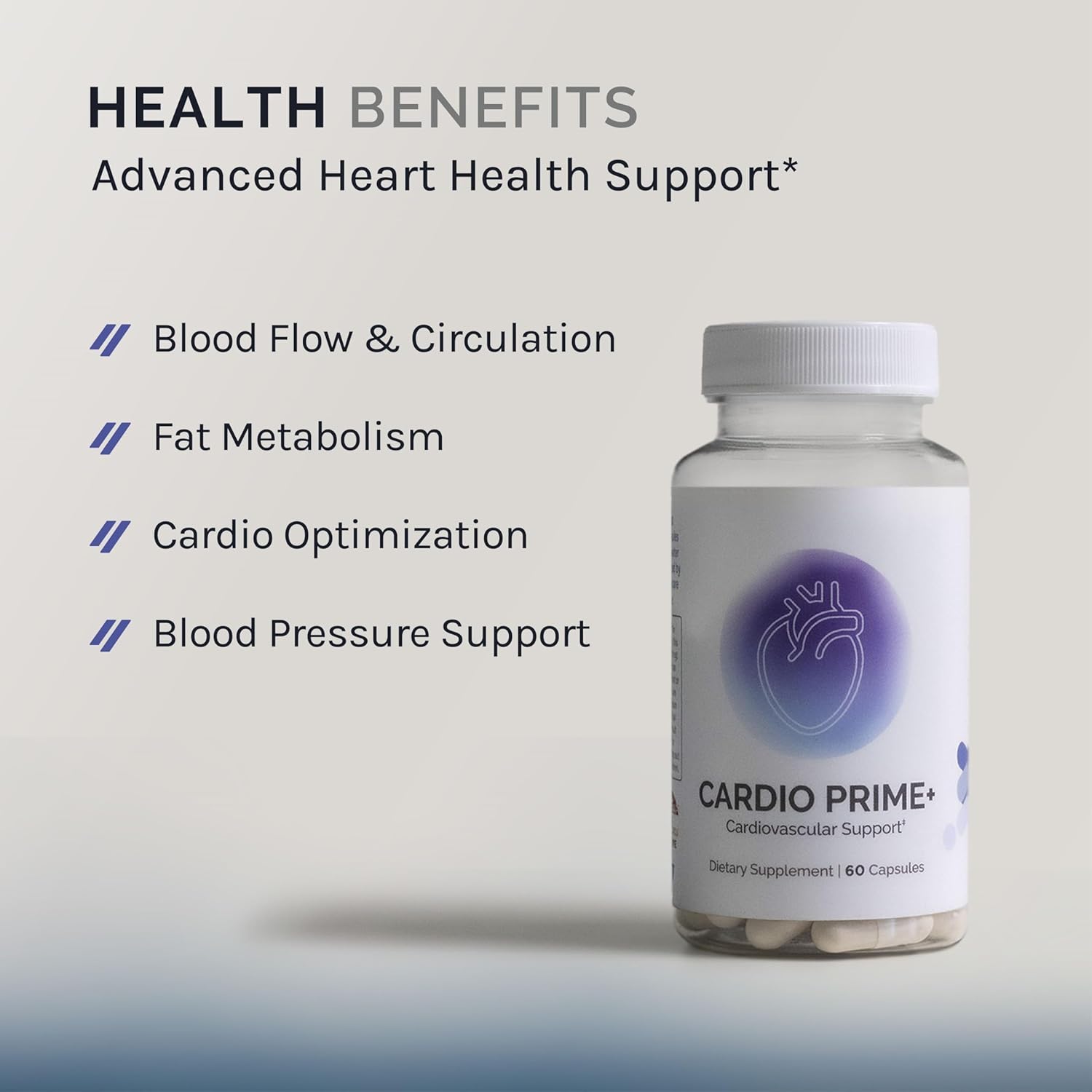InfinWell Cardio Prime+ Heart Health Supplements - Antioxidants & Innovative Peptides for Cardiometabolic Health - NAD3 & Nattokinase for A Healthy Heart & Metabolic Balance (60 Capsules)
