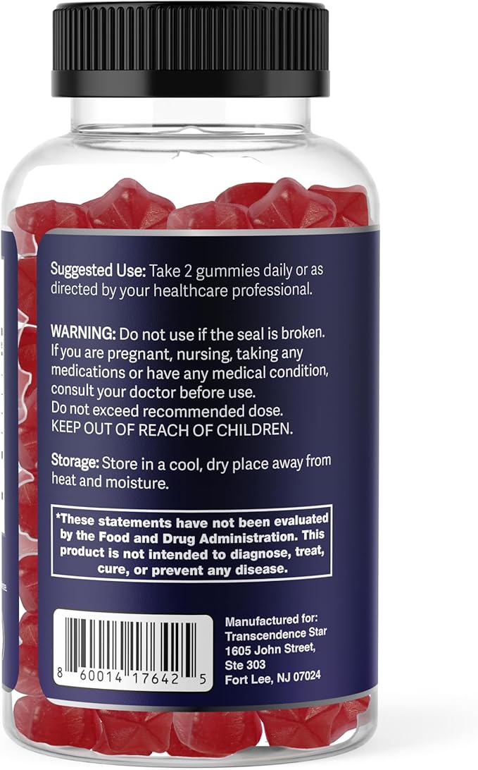 Korean Red Ginseng 1500mg Gummies - Ginseng Supplement for Energy, Immune System Support, Panax Ginseng for Memory Function, Blood Circulation, Peach Flavor, 60 Count