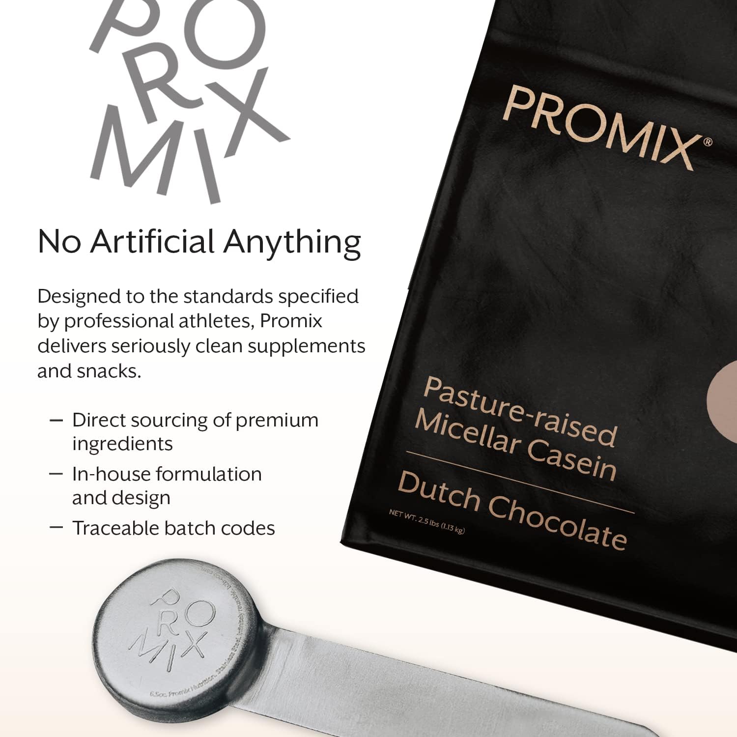 ProMix Nutrition Casein Protein Powder, Chocolate - Grass-Fed - Slow & Sustained Recovery Post Workout Fitness - Shakes, Smoothies, Baking & Cooking Recipes - Gluten-Free - 2.5 Pound (Pack of 1)