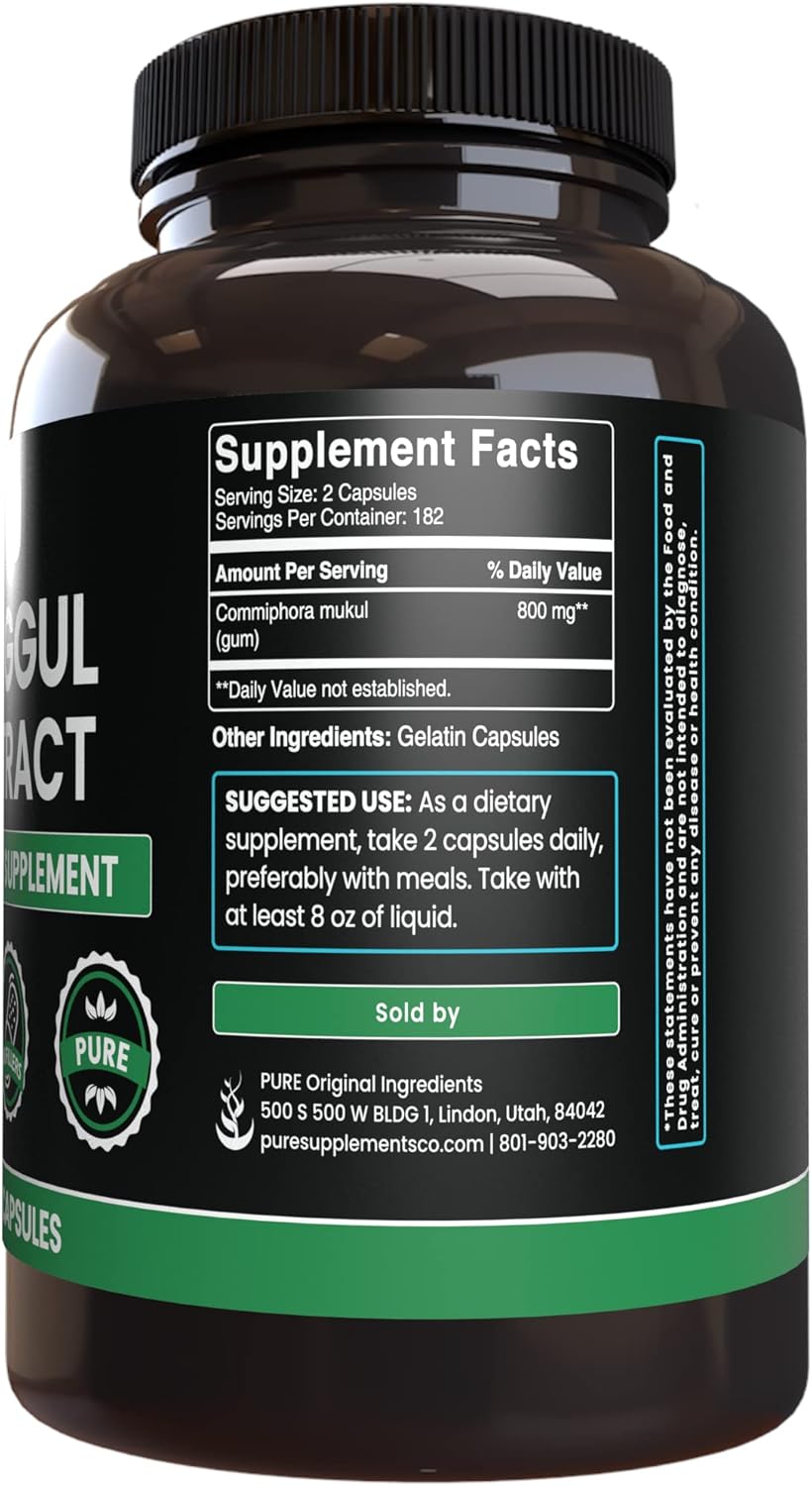 PURE ORIGINAL INGREDIENTS Guggul Extract Always Pure, No Additives Or Fillers, Lab Verified (365 Count (Pack of 1))