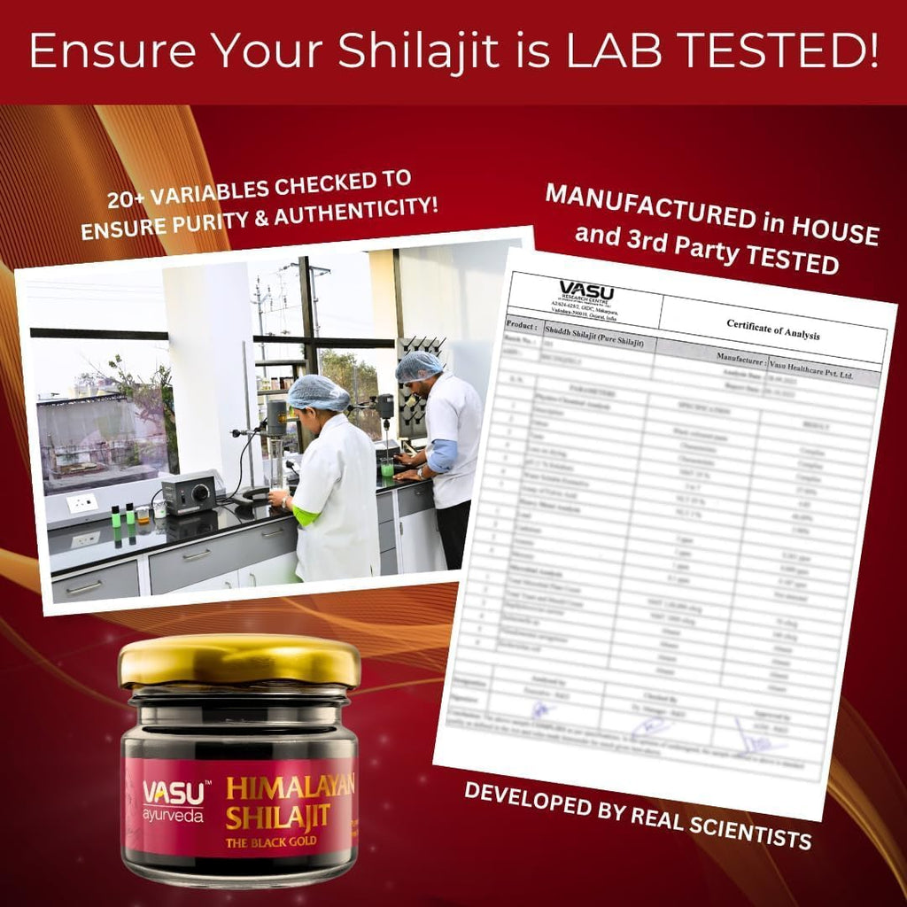 VASU Ayurveda Himalayan Shilajit Resin 400mg – Lab Tested Natural Energy Booster with Fulvic Acid & 85+ Trace Minerals – Pure Shilajit for Men & Women – 50 Days Supply for Strength & Stamina (1-Pack)