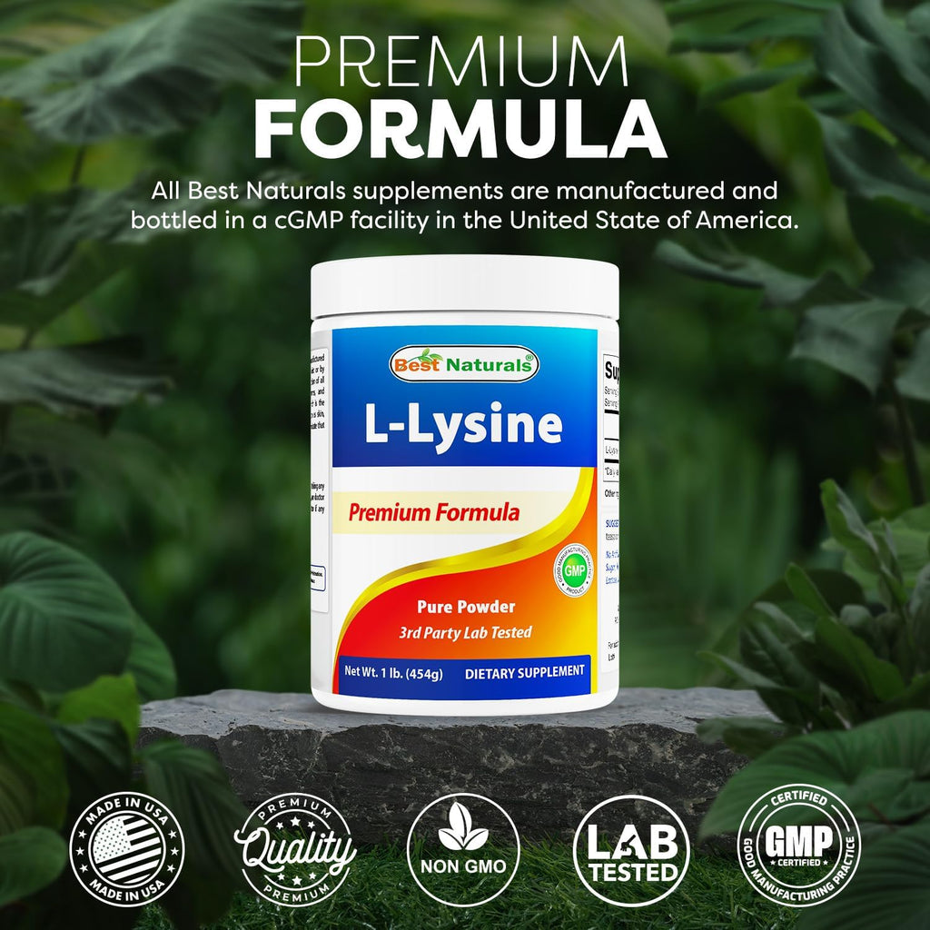 Best Naturals Lysine Powder, 1 Pound - 100% Pure (1 LB (Pack of 2))