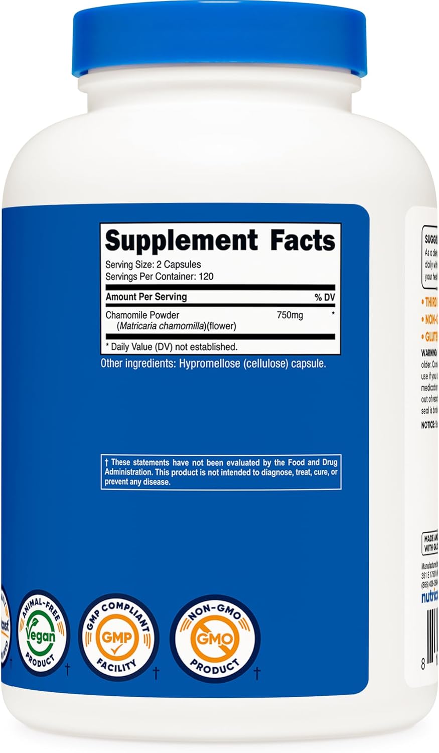 Nutricost Chamomile 750mg, 240 Vegetarian Capsules, 120 Servings - Non-GMO, Gluten Free