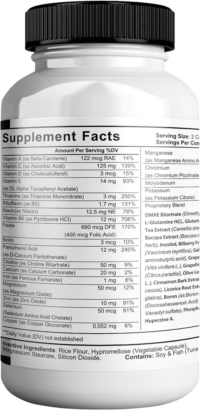 NeuroTonix Brain Support Supplement Enhance Memory & Focus Clear Brain Fog & Boost Cognitive Function 60 Natural Capsules Healthy Brain
