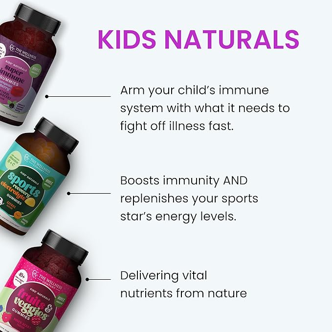 The Wellness Company Kids Naturals Fruits & Veggie Gummies – Daily Nutrition Support | 60ct (1 Month Supply)