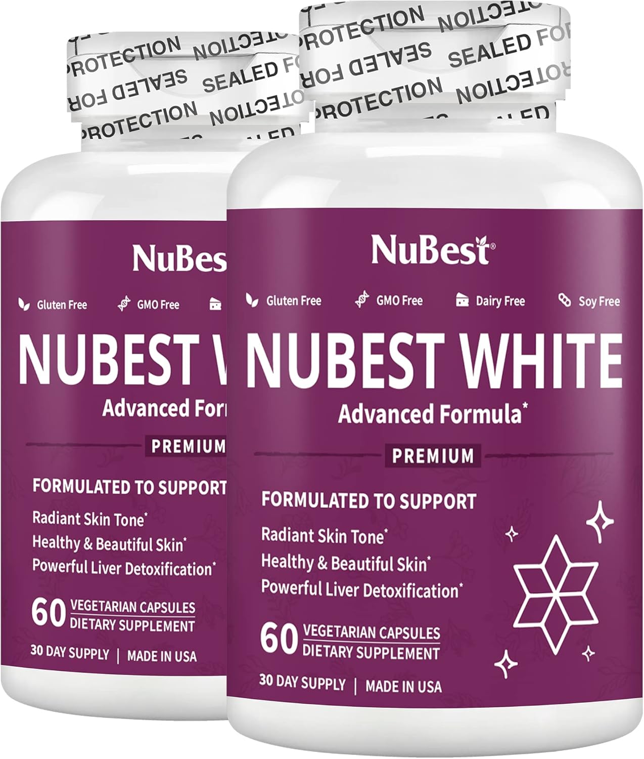 NuBest White - Glutathione 400mg & Milk Thistle Extract - Skin Brightening Supplement - Supports Beautiful and Radiant Skin - Antioxidant & Detoxification - 2 Pack | 2 Months Supply