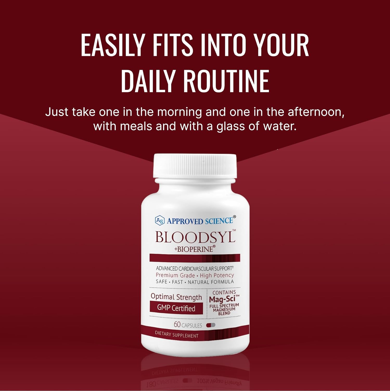 Approved Science Bloodsyl - Supports Blood Flow - Hawthorn Berry, Magnesium, BioPerine - Vegan - 60 Capsules - Pack of 1