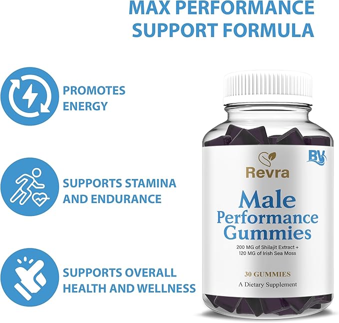 BLUE VIBE Revra Gummies, Revra Advanced Daily Performance and Energy Support Shilajit and Manuka Honey Supplement, Revra Overall Health and Performance Support Supplement (3 Pack - 90 Gummies)