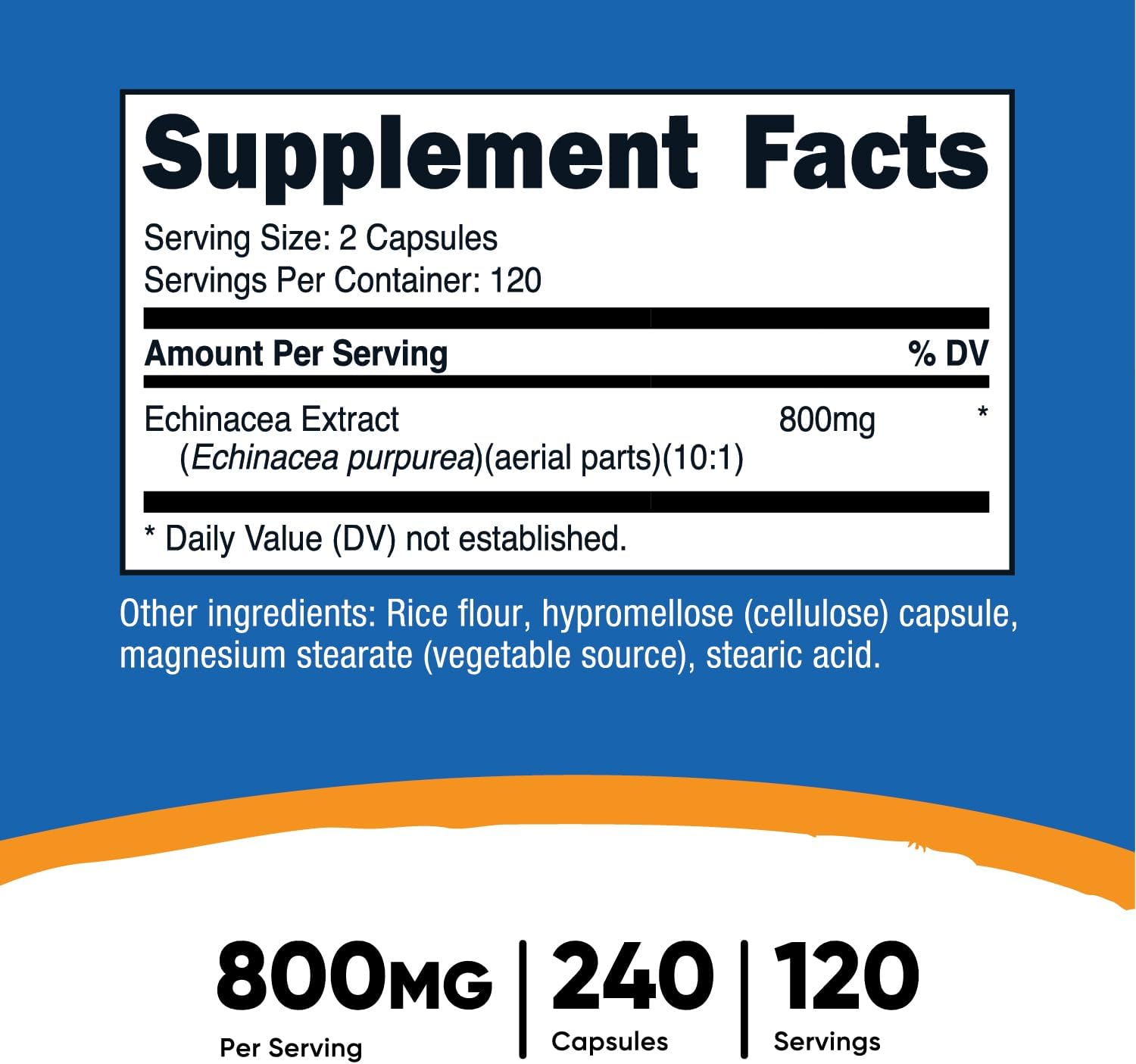Nutricost Echinacea 800mg, 240 Capsules - Vegetarian Caps, Non GMO, Gluten Free, 120 Servings