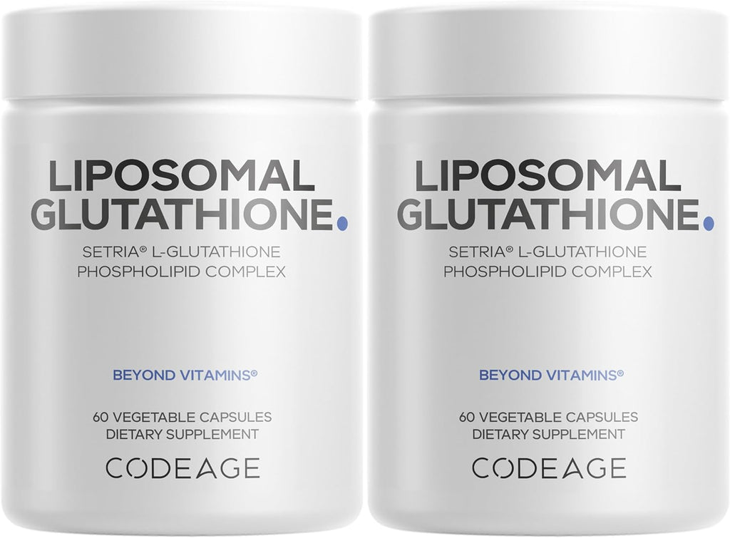 Codeage Liposomal Glutathione Supplement - Pure Reduced Setria L-Glutathione, Liposomal Delivery, Phospholipid Complex - Vegan, Non-GMO - 2-Pack