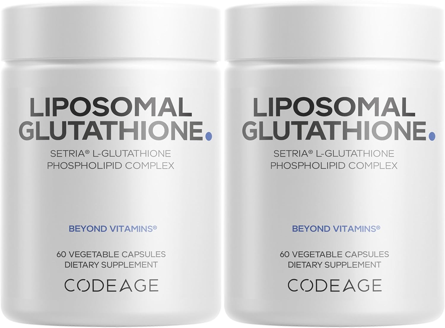 Codeage Liposomal Glutathione Supplement - Pure Reduced Setria L-Glutathione, Liposomal Delivery, Phospholipid Complex - Vegan, Non-GMO - 2-Pack