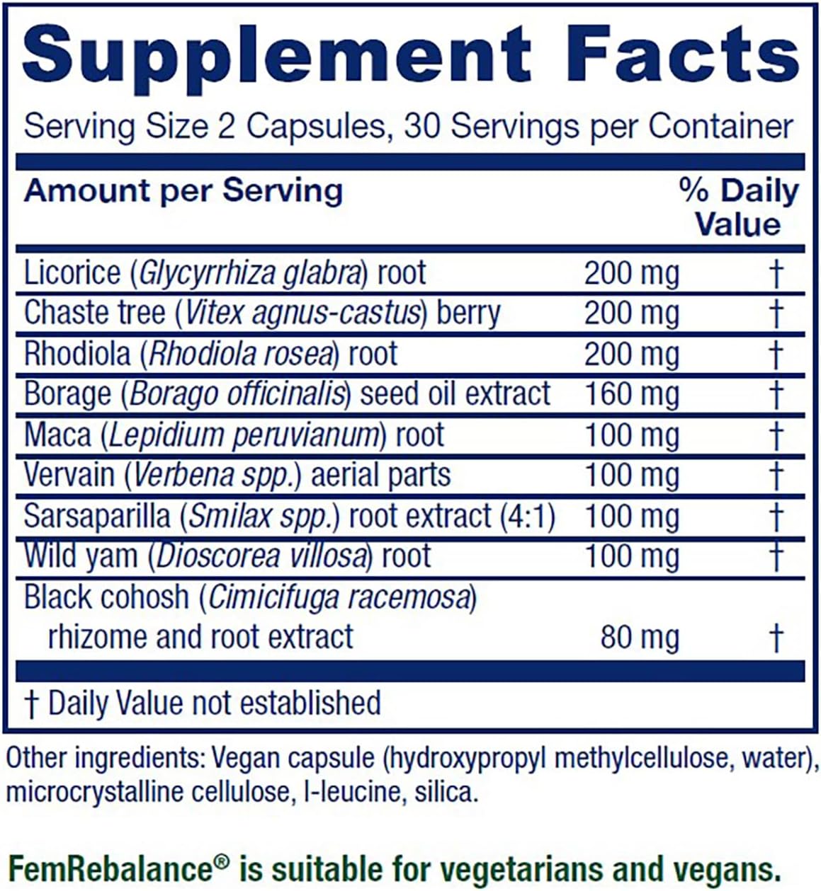 Vitanica FemRebalance, Hormone Balance Support for Women, Vegan, 60 Capsules