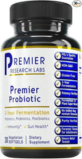 Premier Research Labs Premier Probiotic - Pre Pro Post Biotics for Women & Men, Quad Biotic, Quadbiotic, Prebiotics, Probiotics, Postbiotics & Phytobiotics - 30 Vegetarian Softgel Capsules