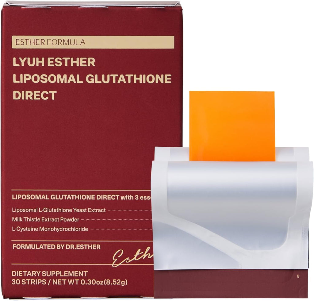Liposomal Glutathione Direct (284mg*30strips) Glutathione Strips, Enhanced-Absorption, Korean Beauty Supplement Made in USA for antioxidant, Even Skintone, K-Beauty