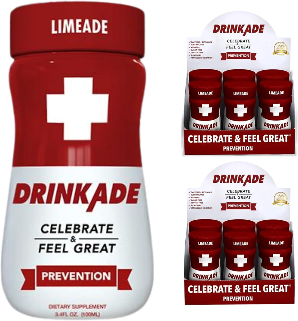 DrinkAde Prevention – Daily Wellness & Immunity Support Hydration Drink with Electrolytes, B Vitamins & Green Tea Extract – Sugar Free, 5 Calories, Vegan, Non-GMO (12 Pack, Lemon)