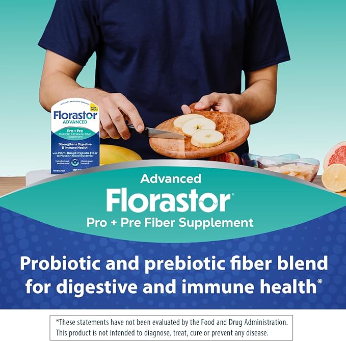 Florastor Select Pro+Pre Daily Probiotic and Prebiotic Supplement for Women and Men, Boosts Good Bacteria, Saccharomyces Boulardii CNCM I-745 (30 Capsules) (Pack of 1)