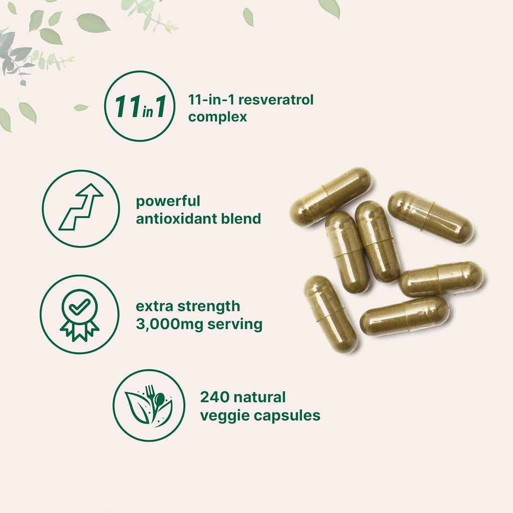 Micro Ingredients Resveratrol NAD Complex 3,000mg for Women & Men, 240 Veggie Capsules | NMNH Supplement Alternative | 11-in-1 Antioxidant Blend of Quercetin, Moringa, & More