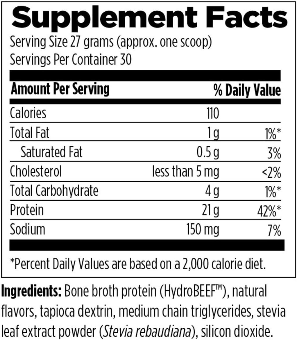 Designs for Health Bone Broth Protein Powder – 21g Grass-Fed, Collagen-Rich Beef Protein Isolate – Vanilla, Paleo, Non-GMO, Dairy-Free (30 Servings / 810g)
