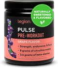 LEGION Pulse Pre Workout - All Natural Nitric Oxide Preworkout Drink to Boost Energy, Creatine Free, Naturally Sweetened, Beta Alanine, Citrulline, Alpha GPC (Grape)