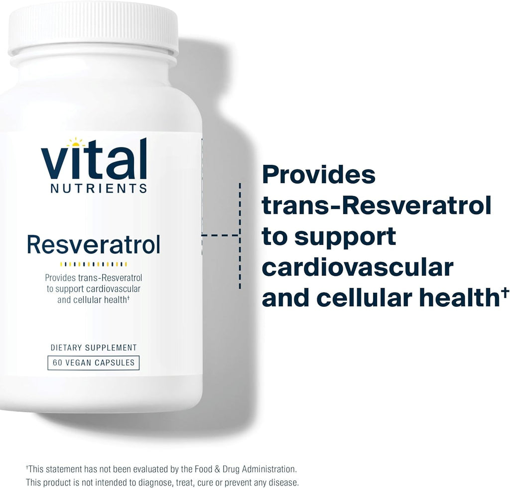 Vital Nutrients Resveratrol | Ultra High Potency Antioxidant | Trans Resveratrol for Cardiovascular and Cell Health Support* | Vegan Supplement | Gluten, Dairy and Soy Free | Non-GMO | 60 Capsules