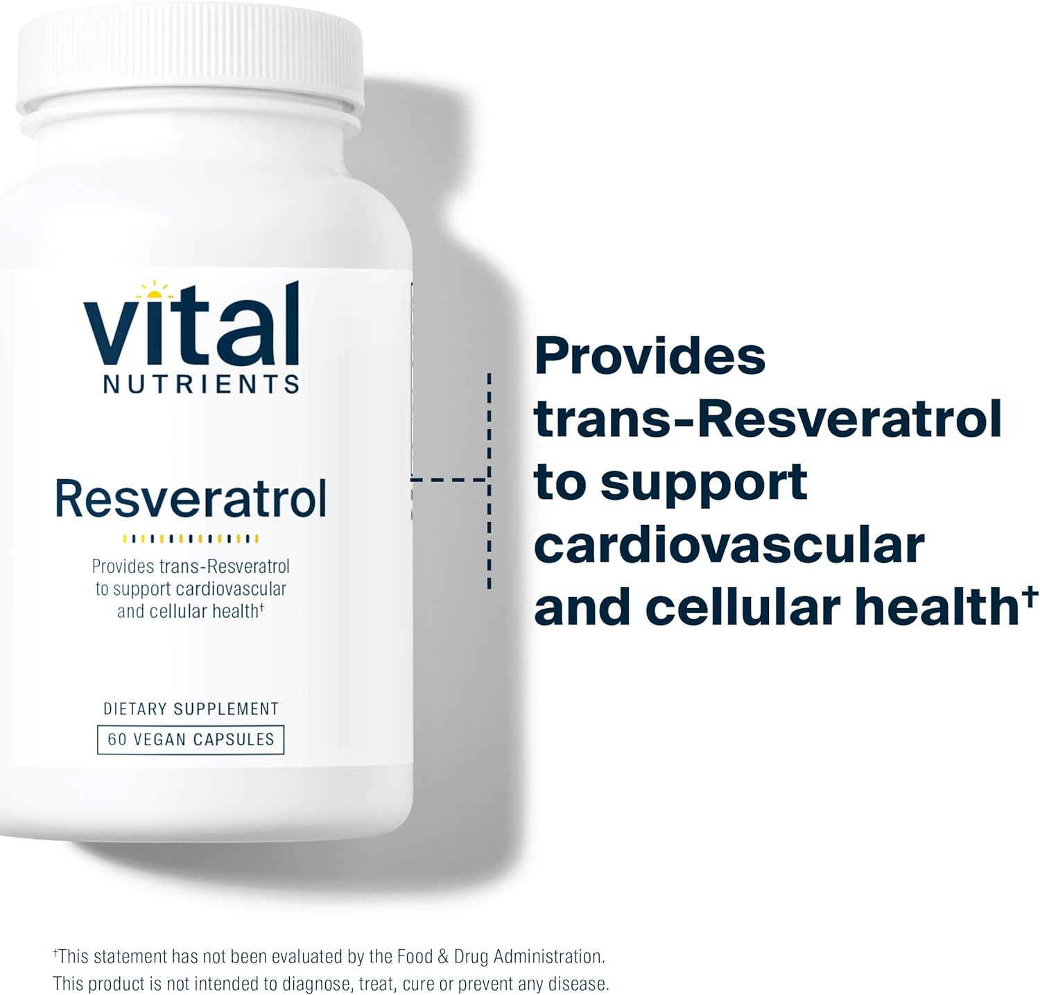 Vital Nutrients Resveratrol | Ultra High Potency Antioxidant | Trans Resveratrol for Cardiovascular and Cell Health Support* | Vegan Supplement | Gluten, Dairy and Soy Free | Non-GMO | 60 Capsules