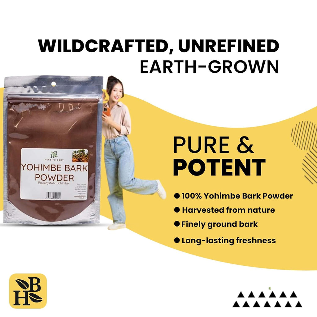 Yohimbe Bark Powder – 4 oz, Wildcrafted Dried Yohimbe Powder Sourced from Africa for Herbal Tea and Traditional Uses