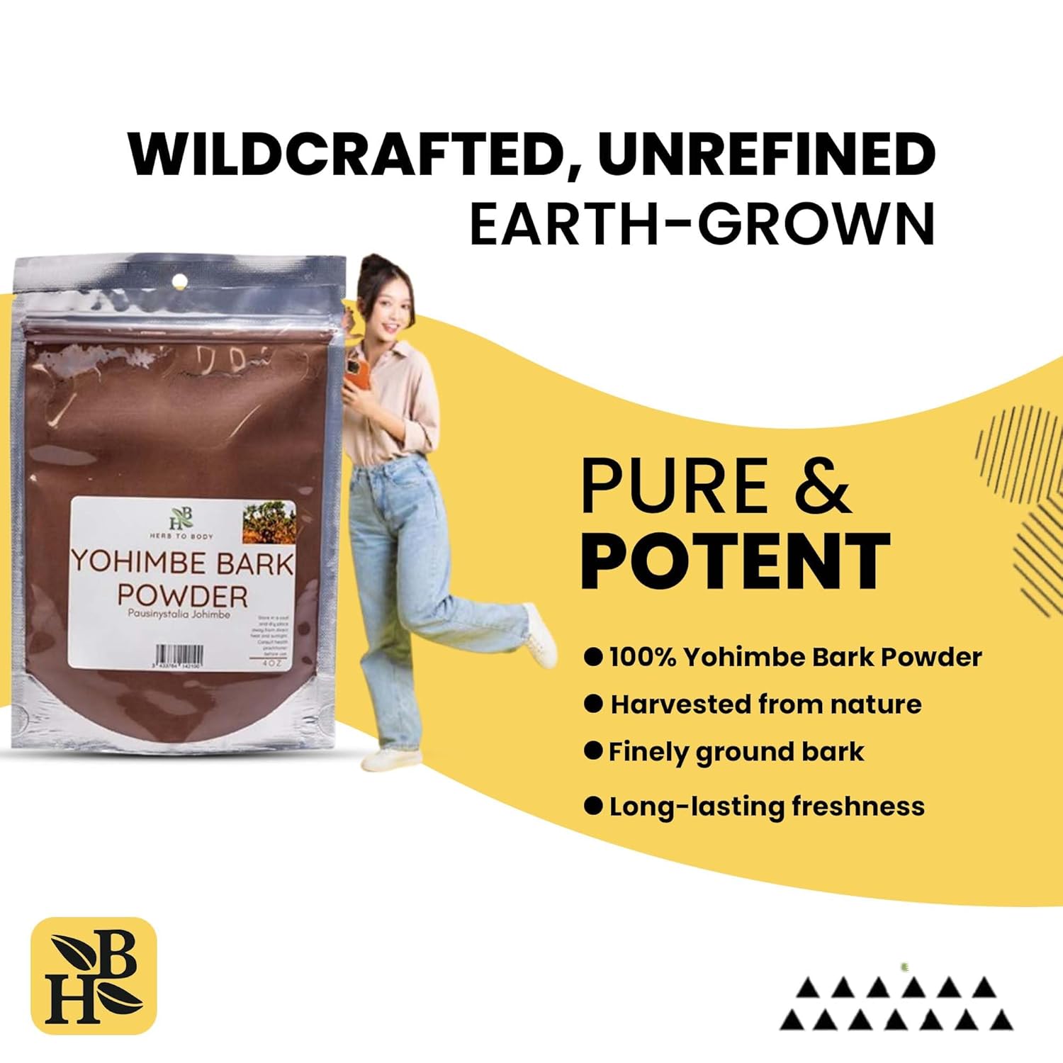 Yohimbe Bark Powder – 4 oz, Wildcrafted Dried Yohimbe Powder Sourced from Africa for Herbal Tea and Traditional Uses