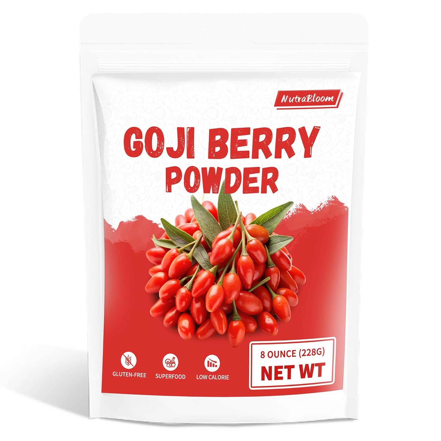 NutraBloom Goji Berry Powder 4 Ounce, Natural Freeze Dried Rich in Nutrients Vitamin Healthy Superfruit Boost Non-GMO & Vegan for Drinks, Snacks, & Beverages Smoothie