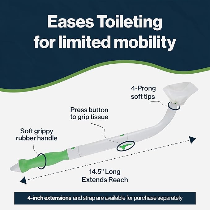 FreedomWand Multipurpose Toilet Aids - Wiping Aid Toileting for Women & Men, Butt Wiper Tool, Toilet Assist Device and Paper Extender, Ideal for Elderly, Disabled and Post Surgery Use - 14.5" Inch