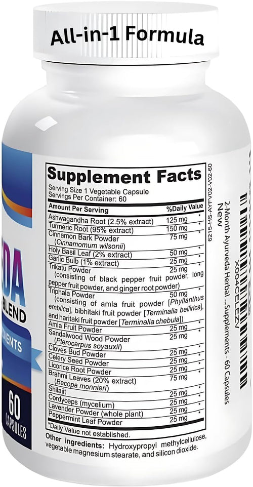 17-in-1 AYURVEDA Supplements (2-Month Bulk Supply) | Traditional Blend of Ayurvedic Herbs | Overall Health & Wellness Support Supplement | Strong Mind, Body & Spirit | Ayurveda Products | 60 Capsules