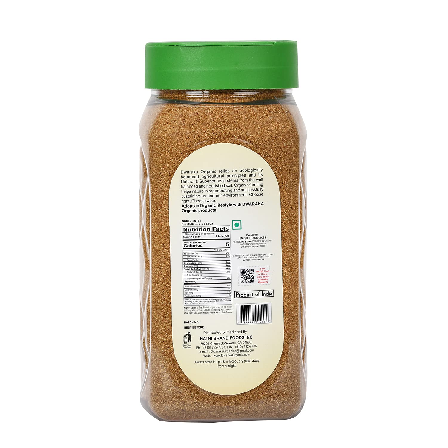 Dwaraka Organic - Cumin Powder, 7oz, Healthy, Organic, Non GMO, All Natural