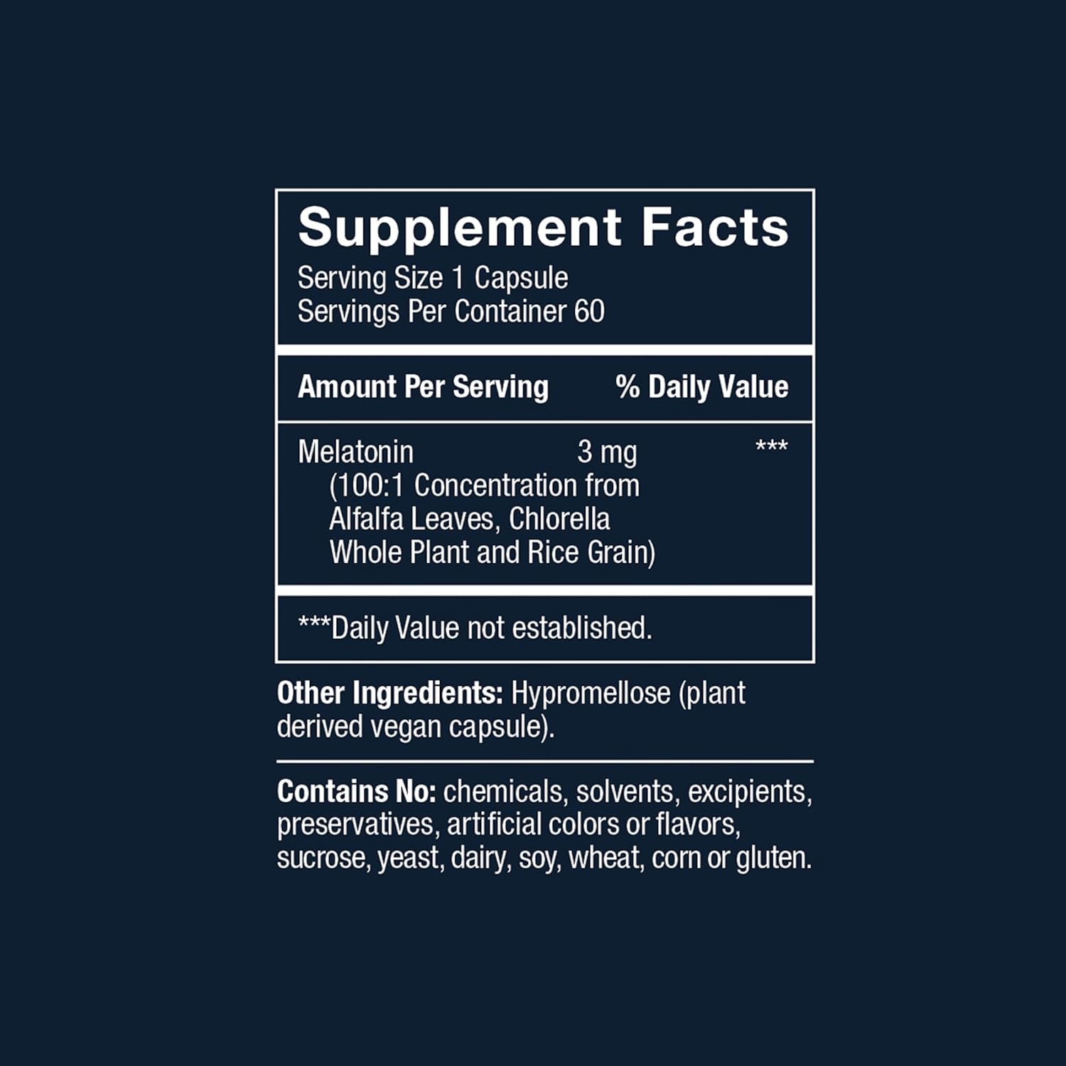 3mg - The First Natural Plant Melatonin Adult Sleep Aid, Circadian Rhythm Support for Jet Lag, Shift Work, General Sleeplessness - 120 Pure Vegan Capsules (120 Day Supply)
