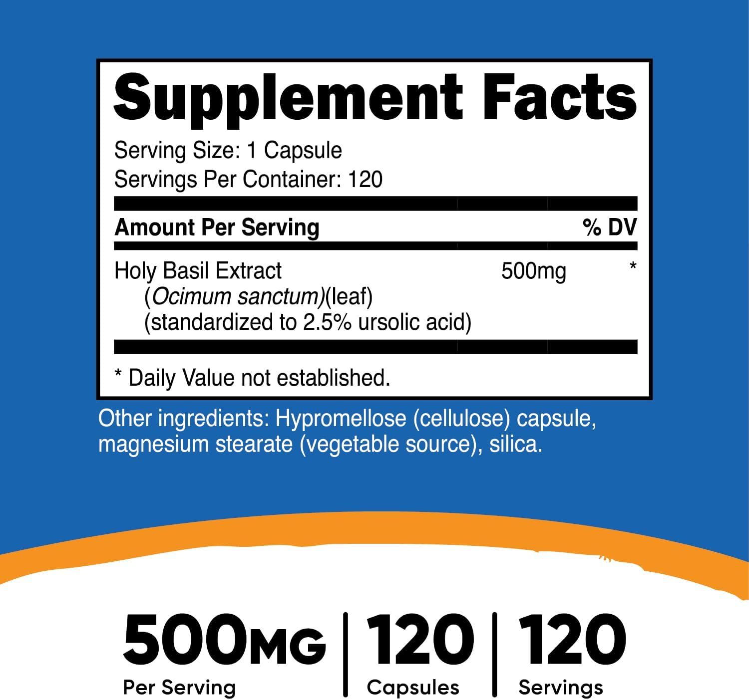 Nutricost Holy Basil Capsules 500mg, 120 Vegetarian Capsules - Gluten Free, Non-GMO