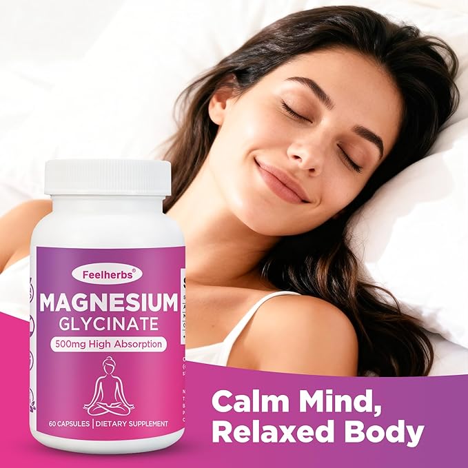 Magnesium Glycinate 500mg for Women Hormone Balance & Sleep, 60 Count High Absorption Magnesium Capsules for Daily Mineral Support & Relaxation, Gluten-Free