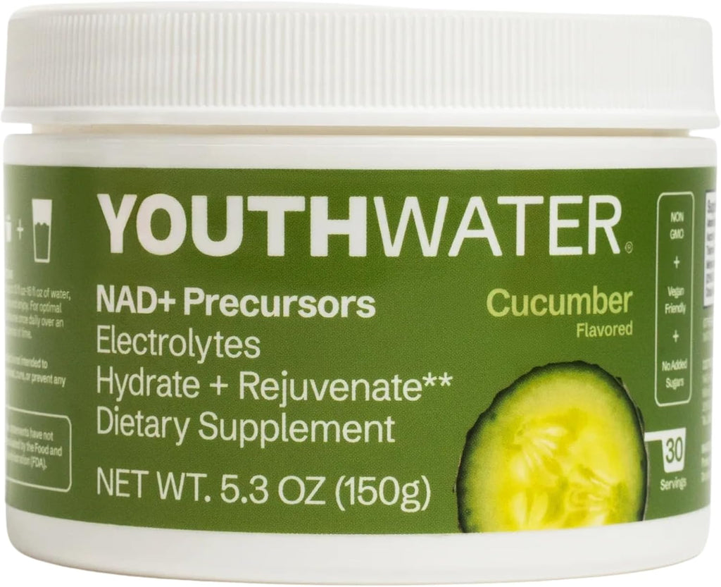 NAD+ Electrolyte Powder – Cellular Hydration & Longevity Support – Cucumber Flavor – 5 Calories, No Added Sugar, Non-GMO, Essential Vitamins & Minerals – 30 Servings