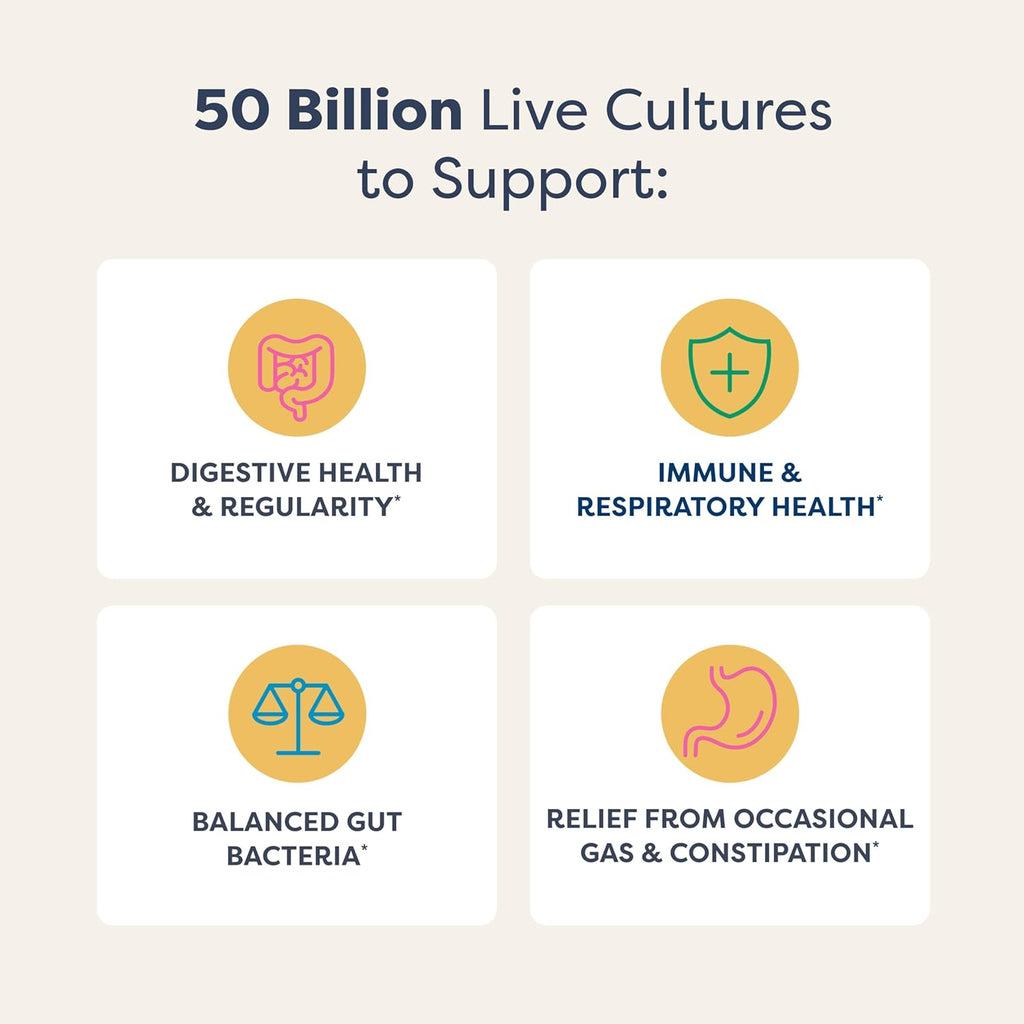 Renew Life Extra Care Digestive Probiotic Capsules, 50 Billion CFU Guaranteed, Daily Supplement Supports Immune, Digestive, Respiratory Health(1), L. Rhamnosus GG, Dairy, Soy and Gluten-Free, 30 Count