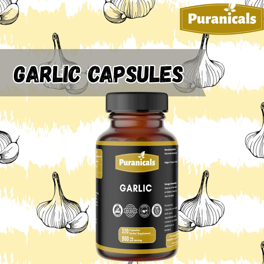 Garlic Premium 320 Capsules Non GMO and Gluten Free | Herbal Supplement | 900 mg Per Serving | Made with 100% Pure Garlic Bulb Powder