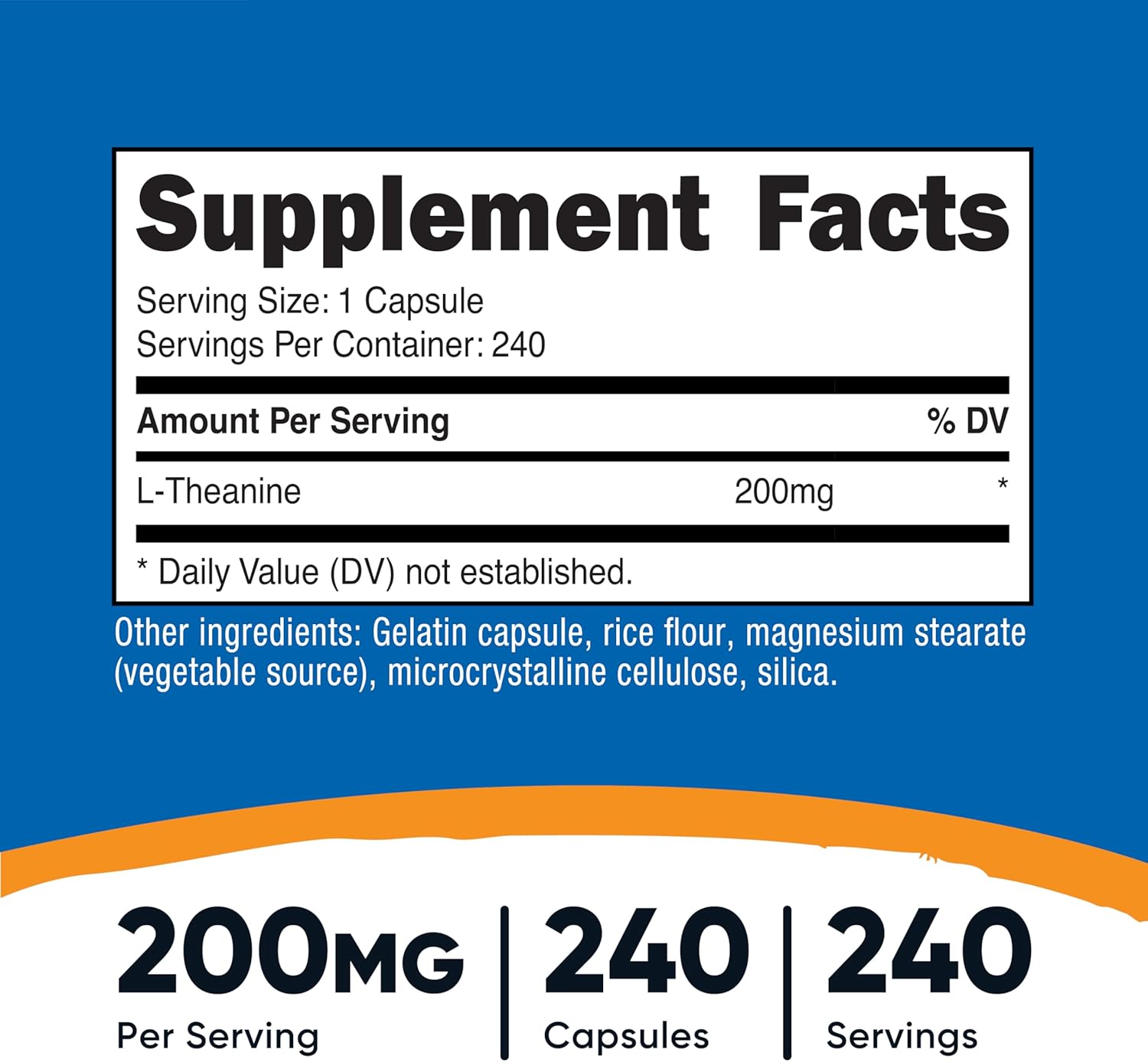 Nutricost L-Theanine 200mg, 240 Capsules - Double Strength