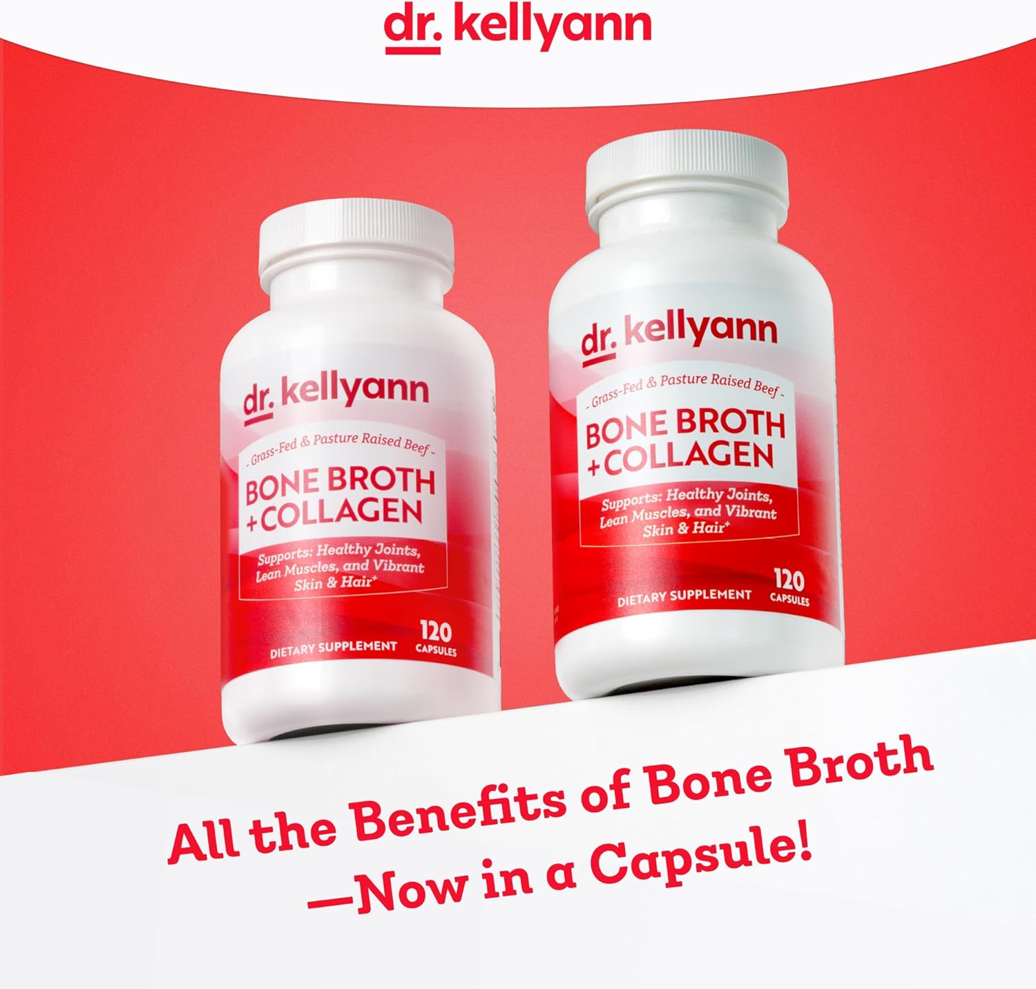 Dr. Kellyann Bone Broth Capsules | 500mg Collagen Per Serving | Supports Gut Health | Joint & Cartilage Repair | Skin Hair Nails | Fasting Support | Grass-Fed Beef | Digestive Wellness | 40 Servings