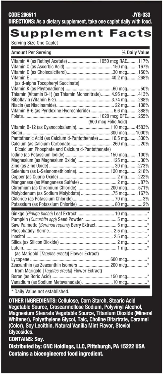 GNC Mega Men One Daily 50 Plus Multivitamin, Science-Backed Formula for Overall Wellness, Prostate and Circulatory Support and Immune Health, 60 Count